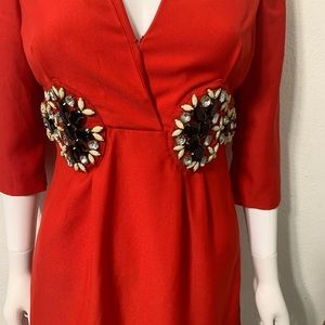 💯 Authentic Givenchy Red Beaded Dress size 36 Small